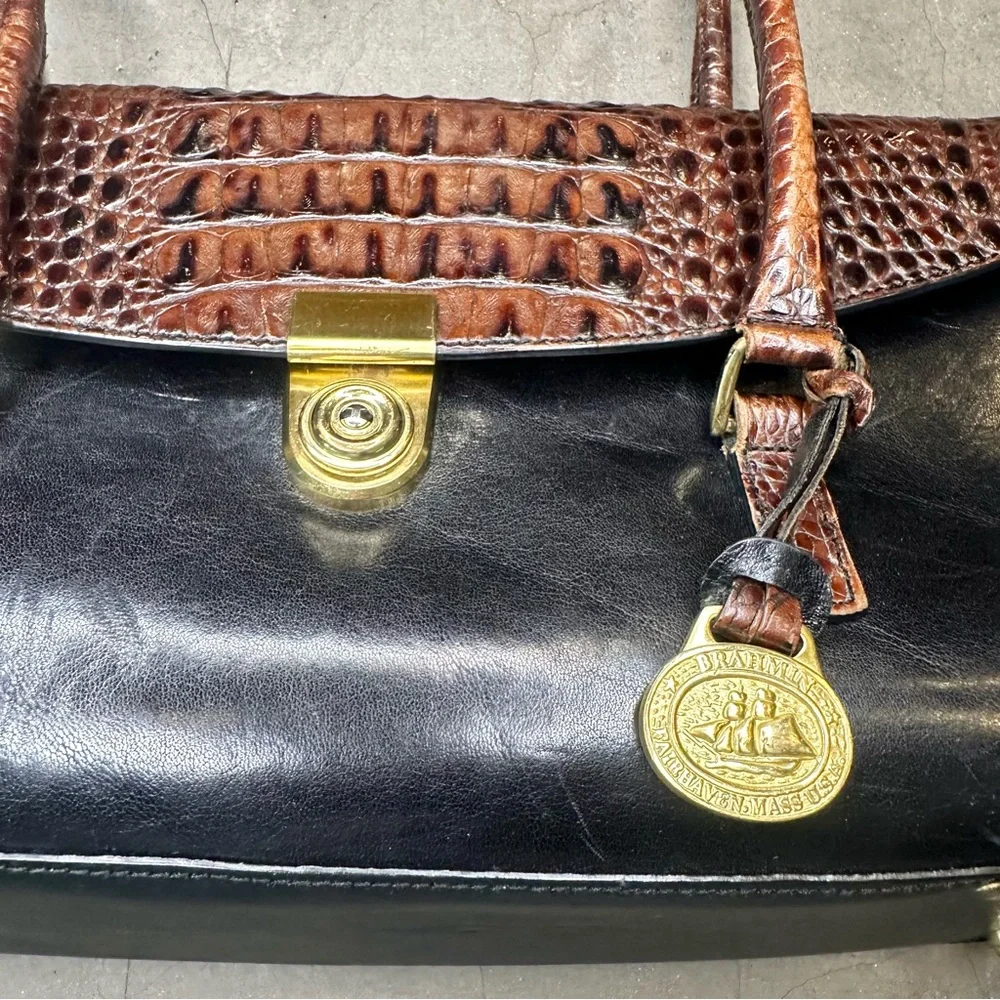 Brahmin Vintage Tuscany Collection Croc Embossed Leather Satchel/Handbag